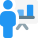 Employee with profit bar chart presentation isolated on white background icon