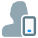 Single male user using web messenger on a smartphone icon