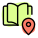 Location of a bookstore isolated on a white background icon