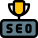 Champion of seo research with trophy logotype icon