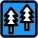 Forest trees as an indication as a warning on road icon