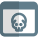 Online error with skull with destruction face icon