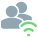 Wireless internet router key shared with multiple users in a group icon