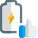 Battery life cycle with positive thumbs up feedback icon