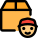 Delivery agent face logotype with logistic delivery box icon