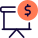 Finance and sales figure with dollar sign on slide screen icon