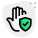 Hand being protected by an alcohol based sanitizer sanitizer icon