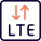 LTE mobile connectivity with up and down arrows for data transfer icon