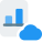 Bar chart report on cloud storage isolated on white background icon