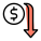 Devaluation of dollar money, depreciation finance downtrend icon