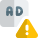 Invalid ads with warning message alert logotype icon