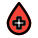 Blood bank with droplet and plus logotype layout icon