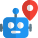 Location of a robot with pinpoint Isolated on a white background icon