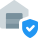 Secure sheild logotype on digital platform layout icon