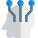 Head integration with artificial intelligence isolated on a white background icon