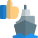 Thumbs up feedback for commercial cargo ship icon