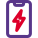 Smartphone on charging state with lighting bolt logotype icon