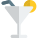 Margarita cocktail booze drink glass with lemon and straw icon