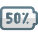 Fifty percent charged logotype isolated on white background icon