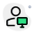 Classic man user using a monitor for real time feedback icon