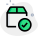 Verified quality tick mark on delivery box icon