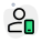 Classic user using web messenger on a smartphone icon