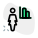 Line chart of the businesswoman with sales graph icon