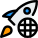 Internet browser with rocket high speed advantage icon
