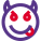 Teasing tongue face demon emoticon with horns icon