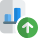 Improved sales bar chart uploaded on a company file server icon