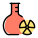 Nuclear program research with sample in flask icon