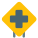 Hospital plus sign mark warning and display icon