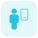 Employee using web messenger on a smartphone icon