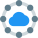 Nodes connected to secure online cloud network icon