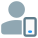 Classic user using web messenger on a smartphone icon