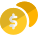 Dollar coin symbol isolated on a white background icon