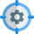 Setting button on target isolated on a white background icon