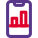 Bar chart shared online on smartphone logotype icon