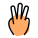 Three fingers raised hand gesture with back of the hand icon