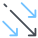 frecce diagonali verso il basso icon