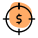 Dollar target sign board with money desire icon