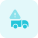Warning logotype from running cargo logistic truck icon
