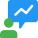 Businessman with sales infilation figure graph in comment box icon