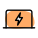Laptop power indicator of bolt logotype layout icon