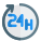 24 hours service available round the clock icon