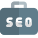 Seo job with suitcase isolated on a white background icon