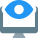 Eye safe vision of a desktop monitor with anti glare display icon