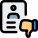 Employee ID with dislike thumbs down gesture isolated on a white background icon
