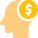 Head with dollar sign concept of money on mind icon