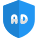 Online privacy protection ads with shield badge icon